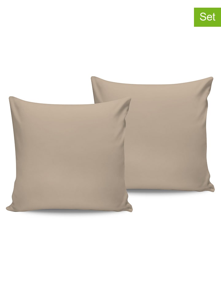 Elizabed Poszewki satynowe (2 szt.) w kolorze beżowym na poduszkę rozmiar: 80x80 cm