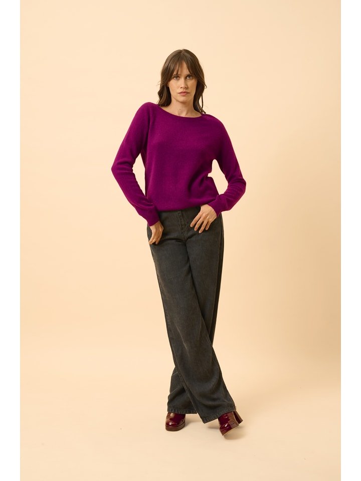 Just Cashmere Kaszmirowy sweter "Abigail" w kolorze fioletowym rozmiar: L