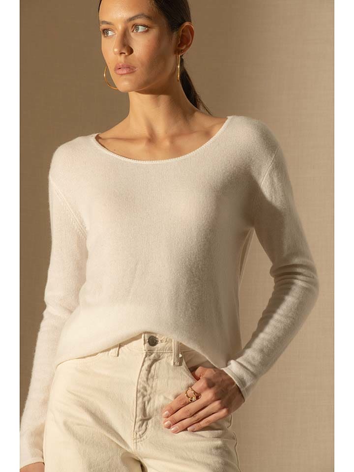 Perfect Cashmere Kaszmirowy sweter "Lindsay" w kolorze kremowym rozmiar: M