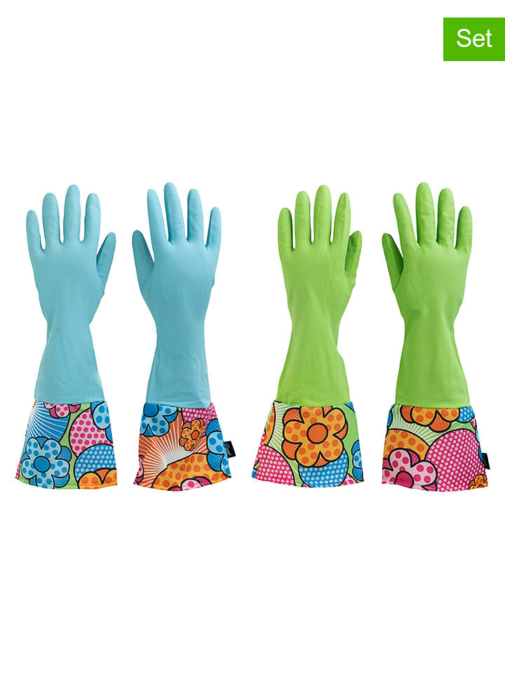 Vigar Rękawiczki (2 pary) w kolorze zielono-błękitnym do sprzątania rozmiar: onesize