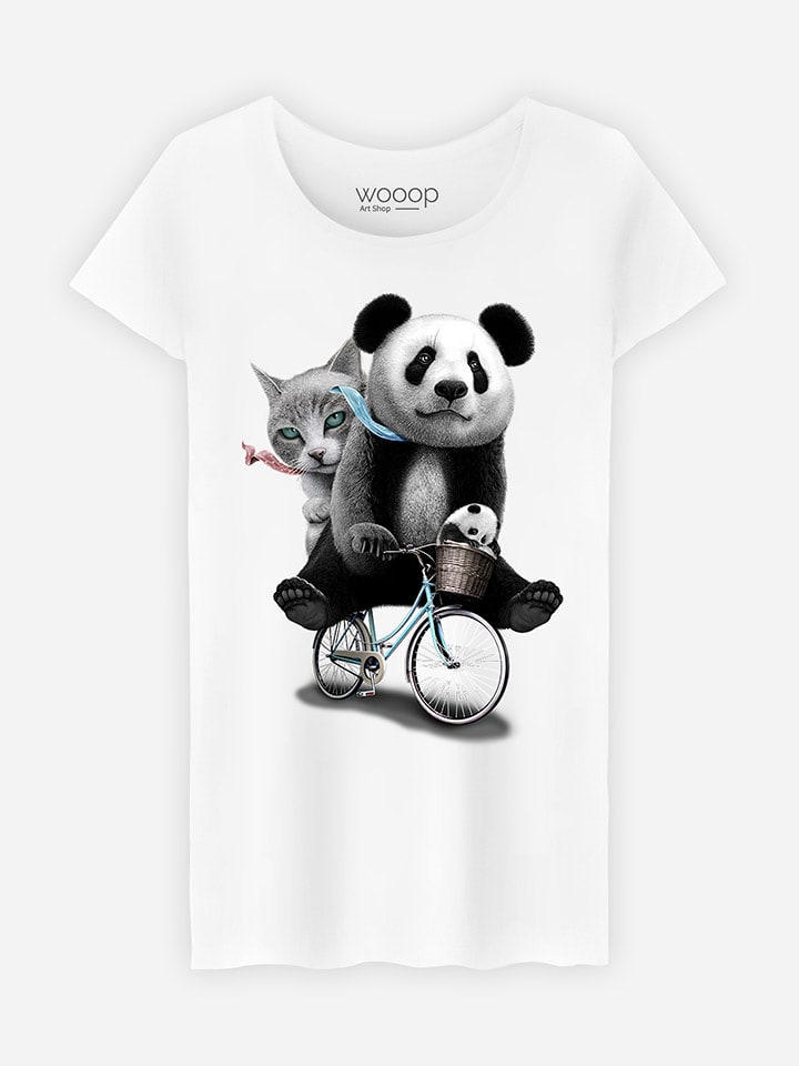 WOOOP Koszulka "Bicycle Panda" w kolorze białym rozmiar: S