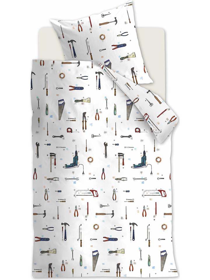Hanneke de Jager Komplet pościeli renforcé "Gears" w kolorze białym ze wzorem rozmiar: 135x200 cm