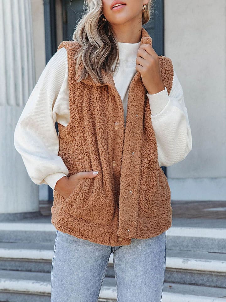 LA Angels Kamizelka pluszowa w kolorze jasnobrązowym rozmiar: S