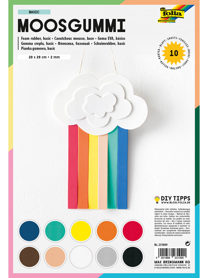 folia PAPER Guma piankowa (10 szt.) "Basic" w różnych kolorach - 29 x 20 cm rozmiar: onesize