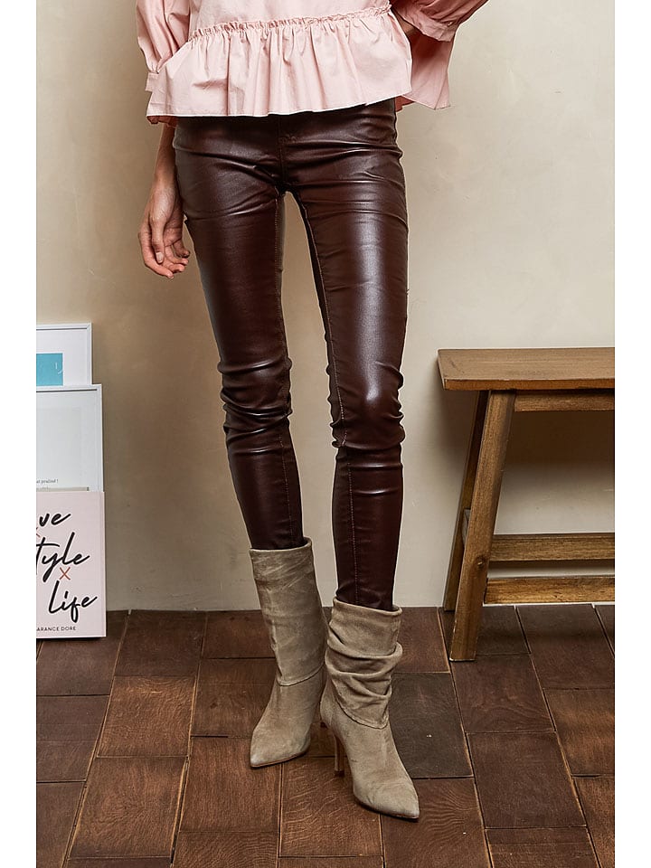 Joséfine Spodnie "Ramos" w kolorze brązowym ze skóry syntetycznej rozmiar: 38