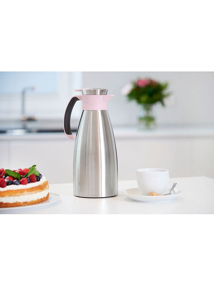 Emsa Dzbanek termiczny "Soft Grip" w kolorze srebrno-jasnoróżowym - 1,5 l rozmiar: onesize