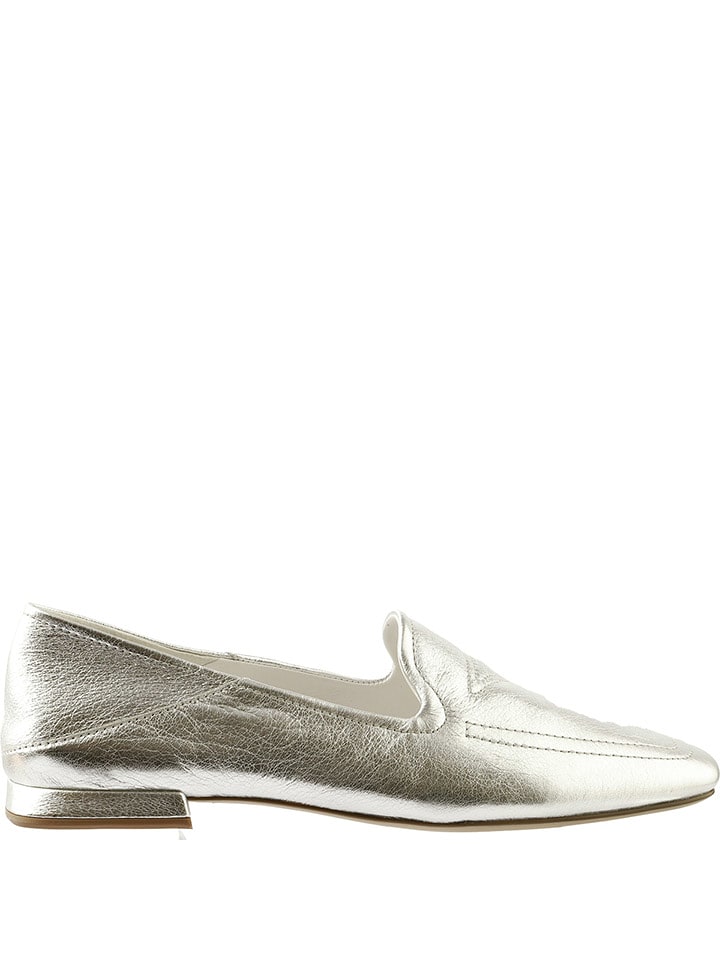 Högl Skórzane slippersy "Therese" w kolorze srebrnym rozmiar: 41,5