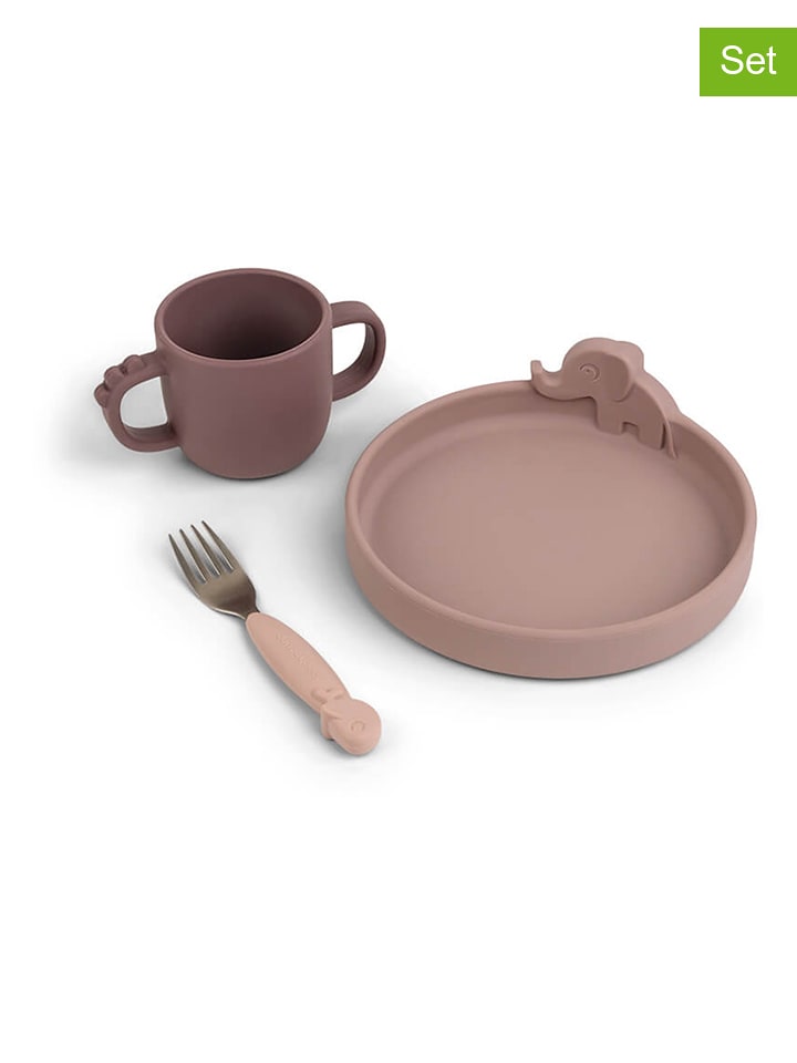 done by deer 3-częściowy zestaw "Deer friends" w kolorze jasnoróżowym do nauki jedzenia rozmiar: onesize