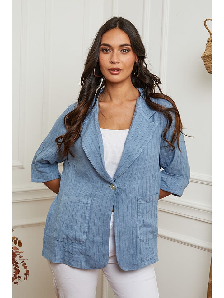 La Compagnie Du Lin Lniany blezer w kolorze błękitnym rozmiar: XXL