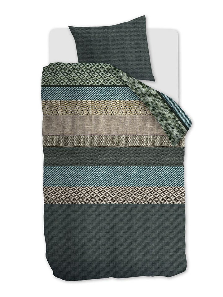 Beddinghouse Komplet pościeli flanelowej "Enzo" w kolorze zielonym rozmiar: 140x200/220 cm