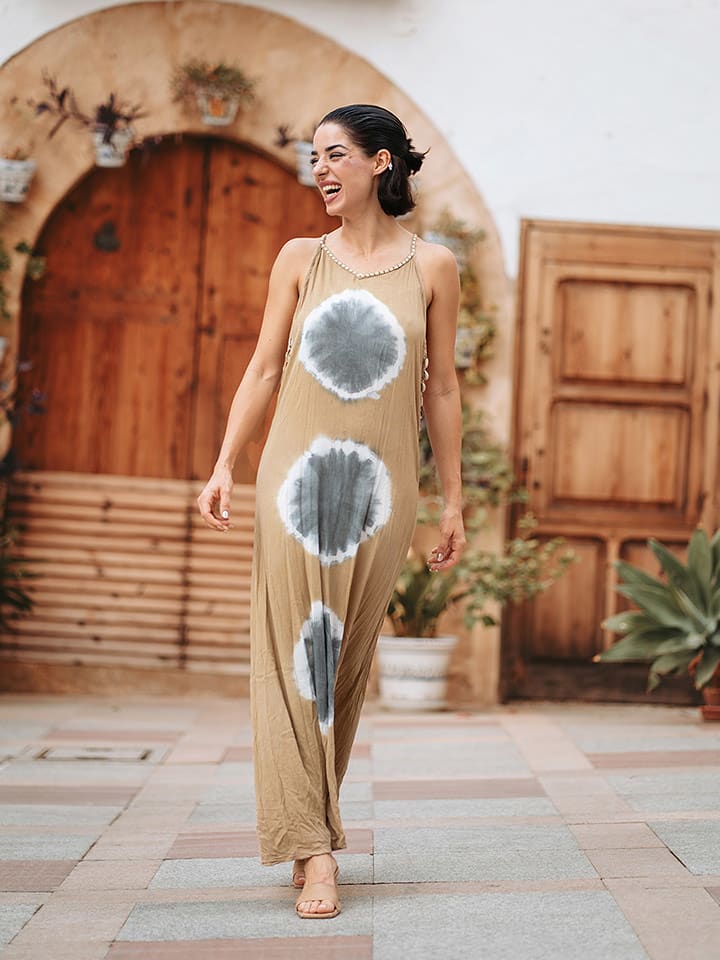 Isla Bonita by SIGRIS Sukienka w kolorze jasnobrązowym rozmiar: M