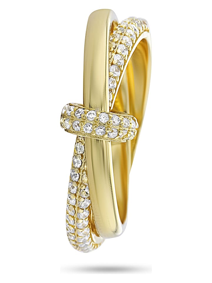 DI GIORGIO Pozłacany pierścionek z cyrkoniami rozmiar: 50