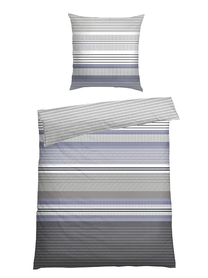 Schiesser Komplet pościeli flanelowej "Pino" w kolorze szarym rozmiar: 135x200 cm