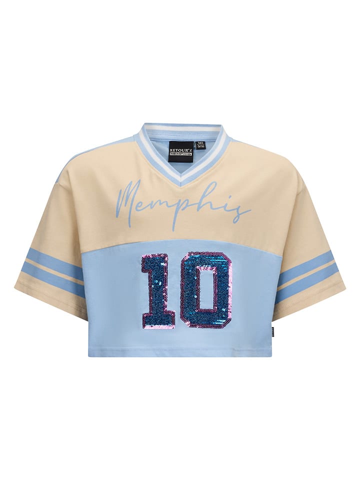 Retour Koszulka w kolorze beżowo-błękitnym rozmiar: 170/176