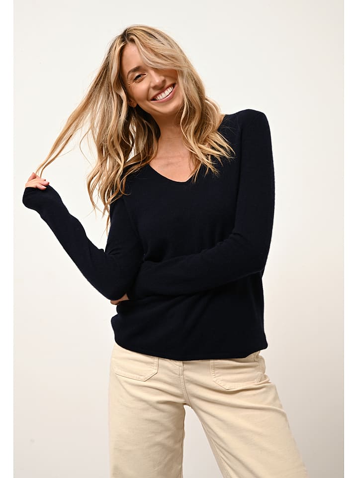 Just Cashmere Kaszmirowy sweter "Joan" w kolorze granatowym rozmiar: L