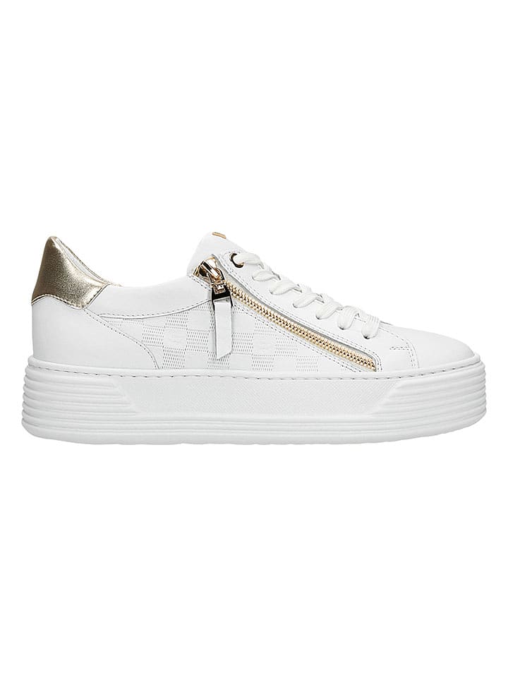 Wojas Skórzane sneakersy w kolorze złoto-białym rozmiar: 38