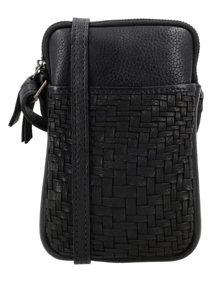 HIDE & STITCHES Skórzana torebka w kolorze czarnym na telefon - 12 x 20 x 4 cm rozmiar: onesize