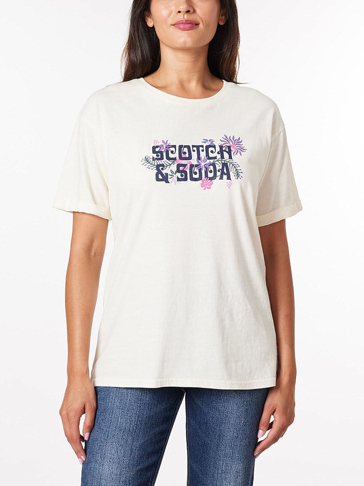 Scotch & Soda Koszulka w kolorze kremowym rozmiar: XL