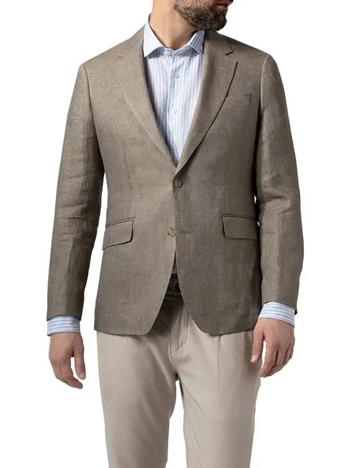 Hackett London Lniany blezer w kolorze szarobrązowym rozmiar: 48