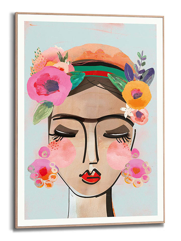 Orangewallz Druk artystyczny "Happy Portrait" w ramce rozmiar: 50x70 cm