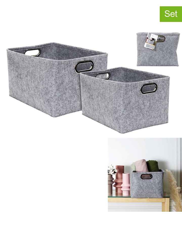 THE HOME DECO FACTORY Koszyki (2 szt.) w kolorze szarym rozmiar: onesize