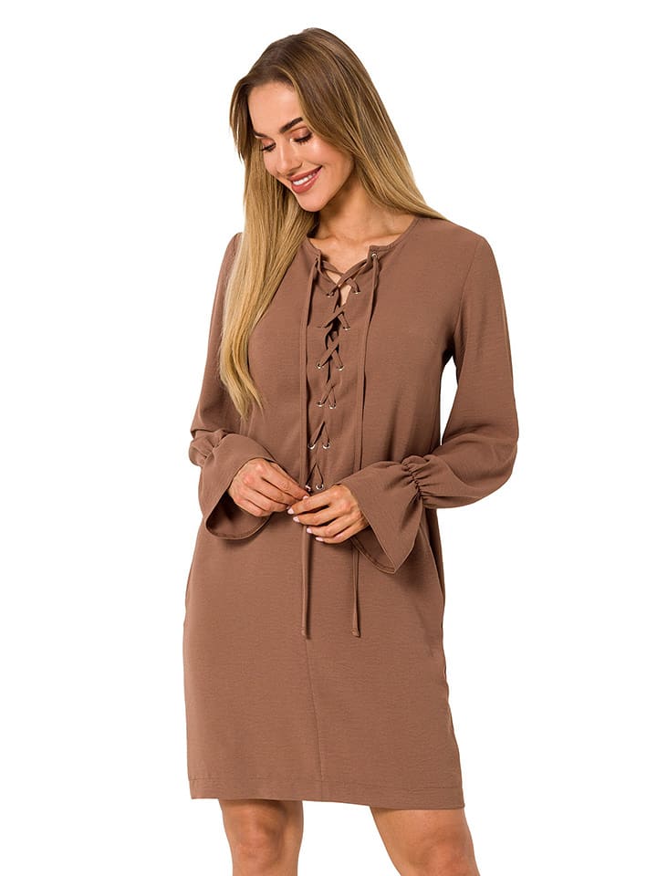 made of emotion Sukienka w kolorze jasnobrązowym rozmiar: L