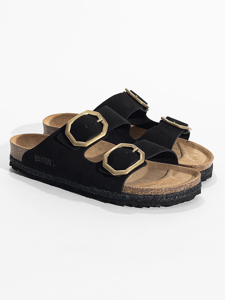 BAYTON Skórzane klapki "Benalla" w kolorze czarnym rozmiar: 36