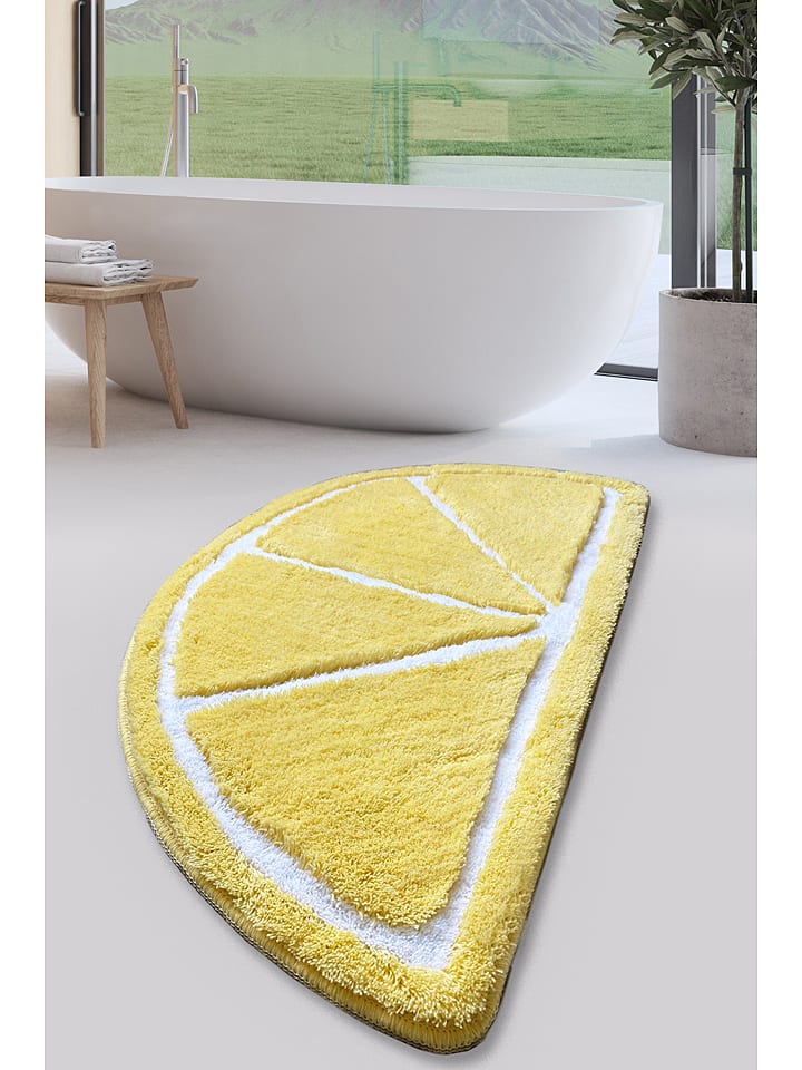 Colourful Cotton Dywanik łazienkowy "Limon" w kolorze żółtym rozmiar: 60x100 cm