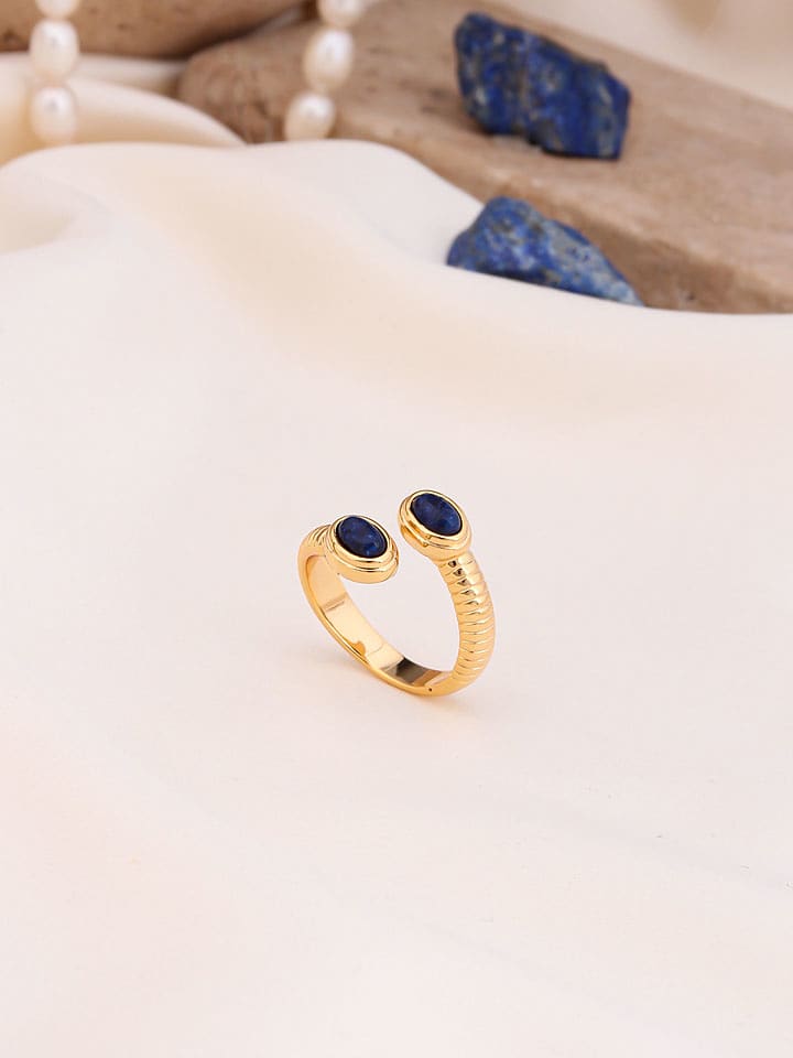 Pierres de Jade Pozłacany pierścionek z agatami rozmiar: onesize