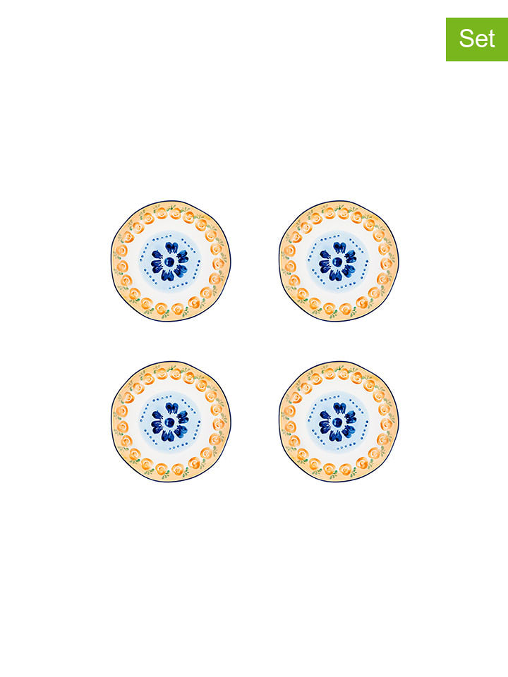 Björn Talerzyki deserowe (4 szt.) w kolorze biało-niebiesko-pomarańczowym - Ø 20 cm rozmiar: onesize