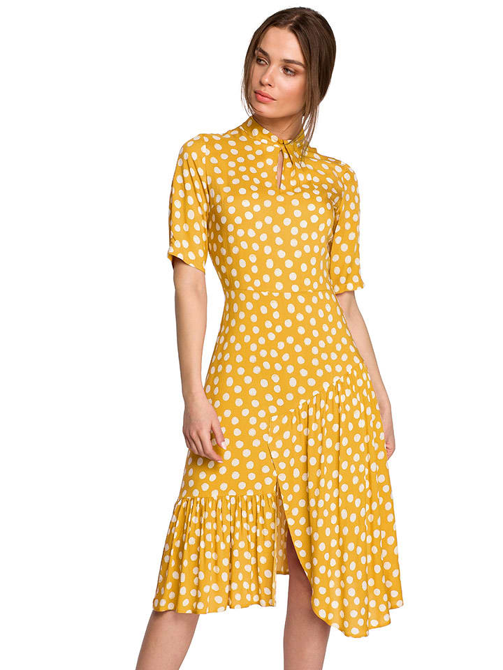 Stylove Sukienka w kolorze żółtym ze wzorem rozmiar: S