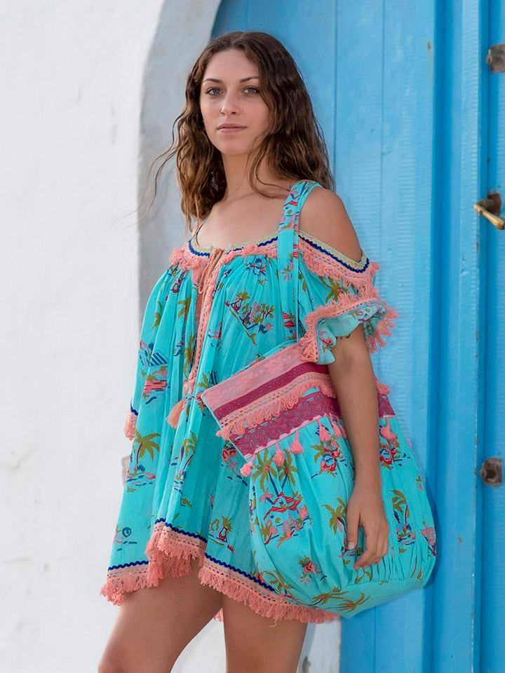 Isla Bonita by SIGRIS Bluzka w kolorze turkusowym ze wzorem rozmiar: XL