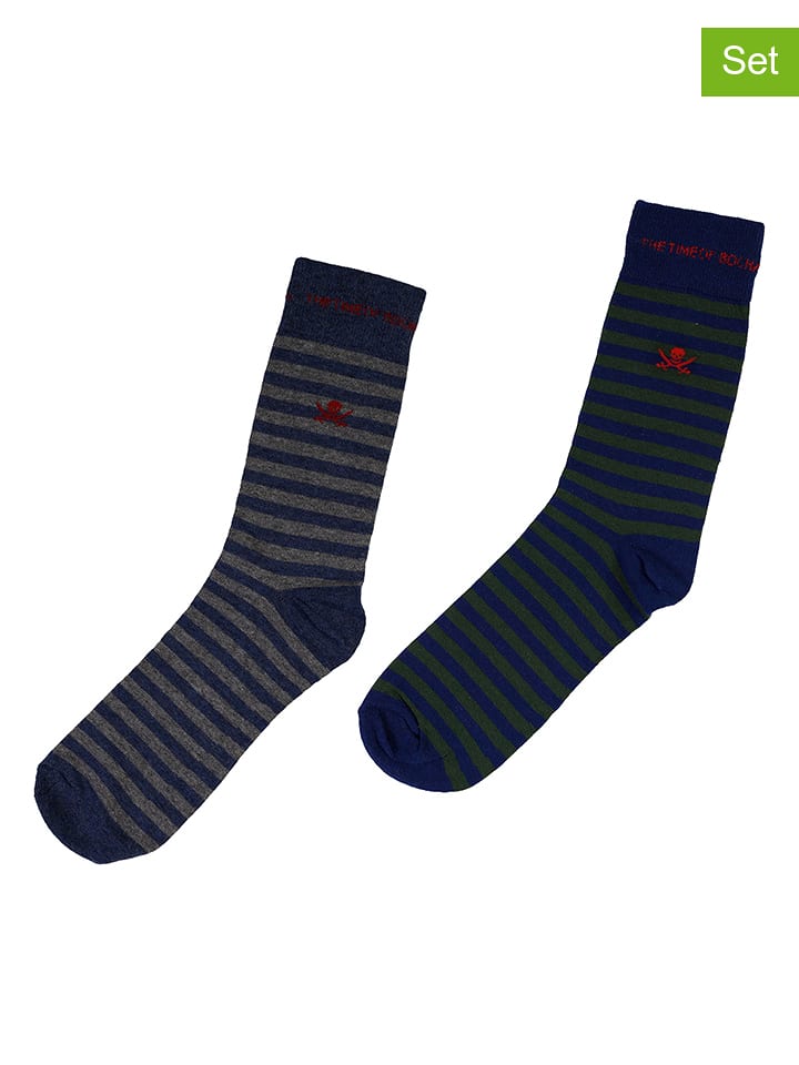 The Time of Bocha Skarpety (2 pary) w kolorze granatowo-szaro-oliwkowym rozmiar: onesize