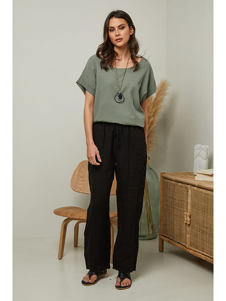 Fleur de Lin Lniane spodnie "Garancel" w kolorze czarnym rozmiar: S