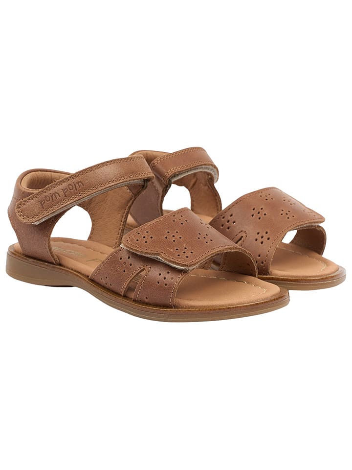 POM POM Skórzane sandały w kolorze jasnobrązowym rozmiar: 30
