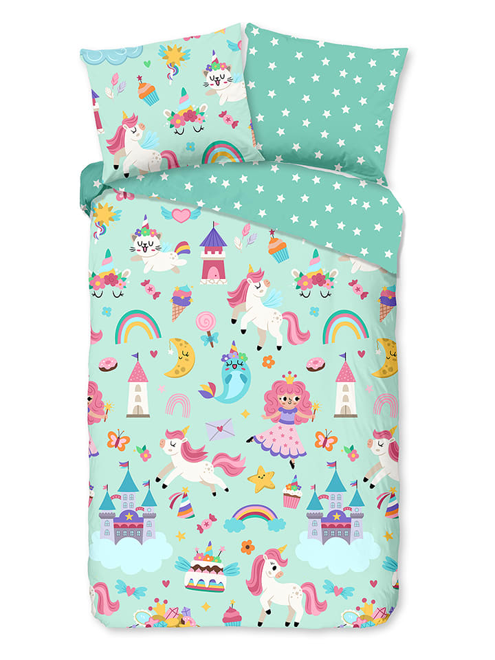 Good Morning Komplet pościeli "Fantastic" w kolorze miętowo-jasnoróżowym rozmiar: 140x200 cm