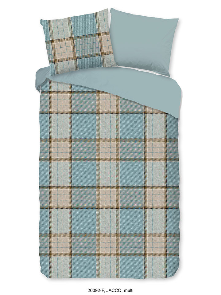 Good Morning Komplet pościeli flanelowej "Jacco" w kolorze błękitnym rozmiar: 260x220 cm