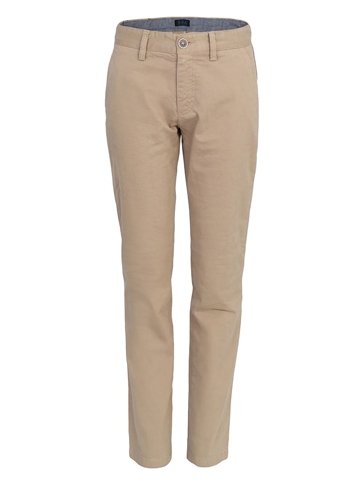 G.O.L.® FINEST COLLECTION Spodnie chino w kolorze jasnobrązowym rozmiar: 170