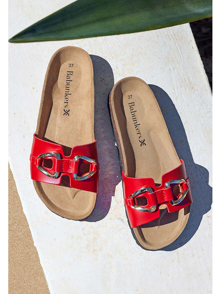 BABUNKERS Family Skórzane klapki w kolorze czerwonym rozmiar: 39