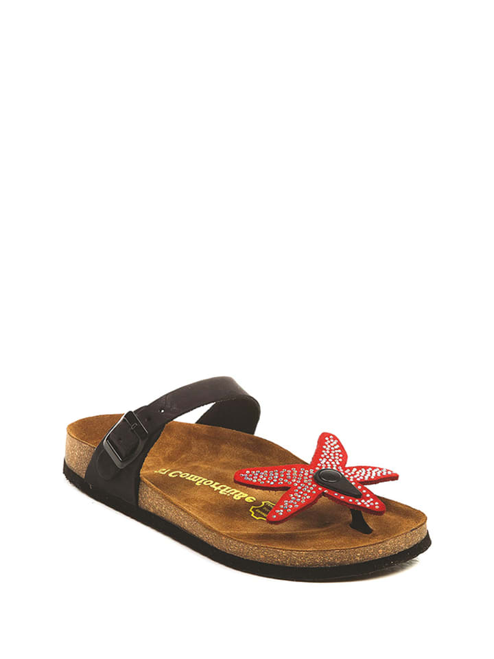 Comfortfusse Skórzane japonki w kolorze czarno-czerwonym rozmiar: 42