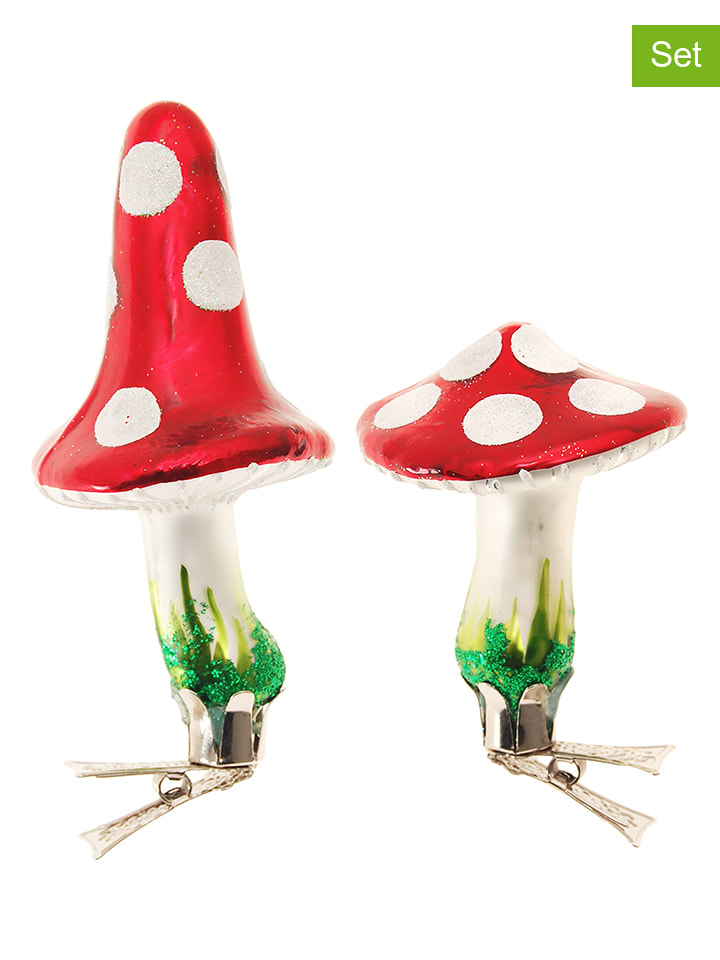 Krebs Glas Lauscha Ozdoby choinkowe (2 szt.) w kolorze czerwono-białym rozmiar: onesize