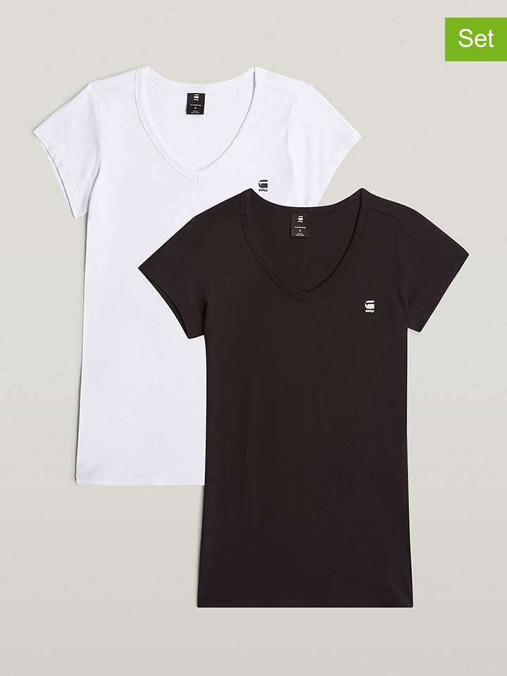 G-Star Koszulki (2 szt.) w kolorze czarnym i białym rozmiar: XXS