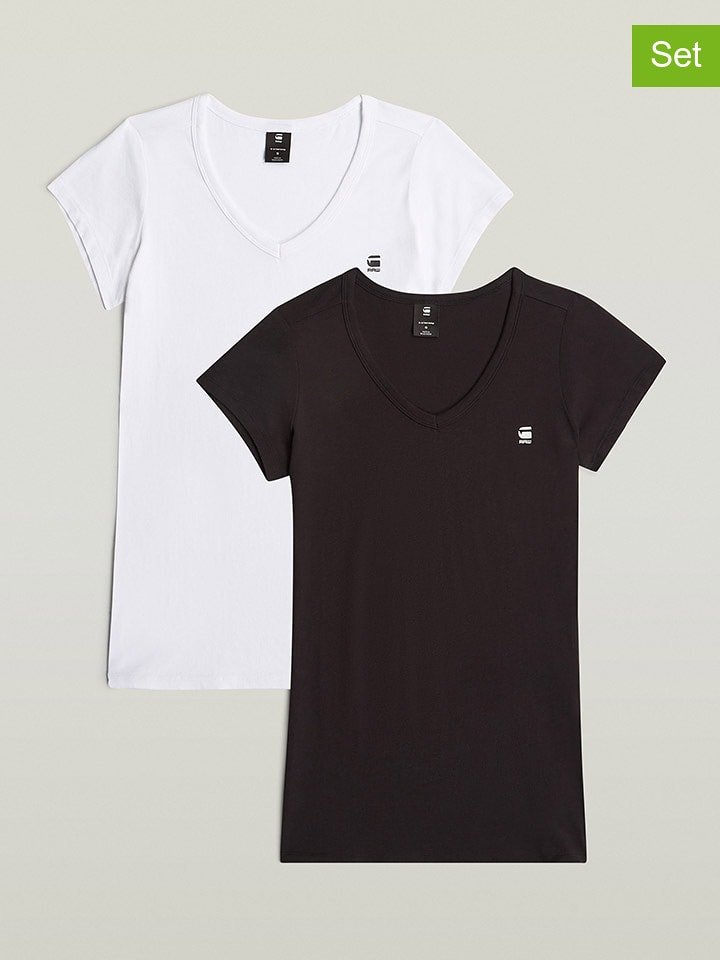 G-Star Koszulki (2 szt.) w kolorze czarnym i białym rozmiar: XXS