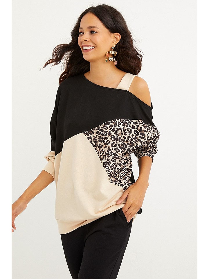 Cool and sexy Bluza w kolorze czarno-beżowym rozmiar: M