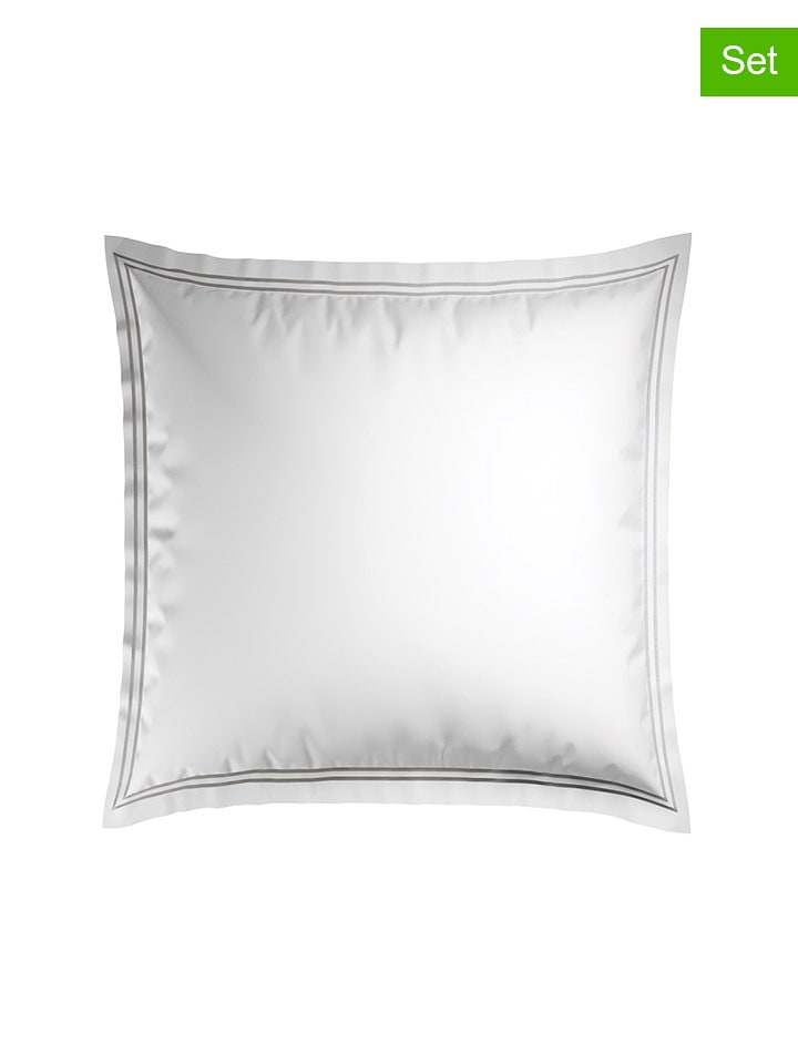 maison héritage PARIS Satynowe poszewki (2 szt.) "Paris" w kolorze biało-szarym na poduszkę rozmiar: 80x80 cm