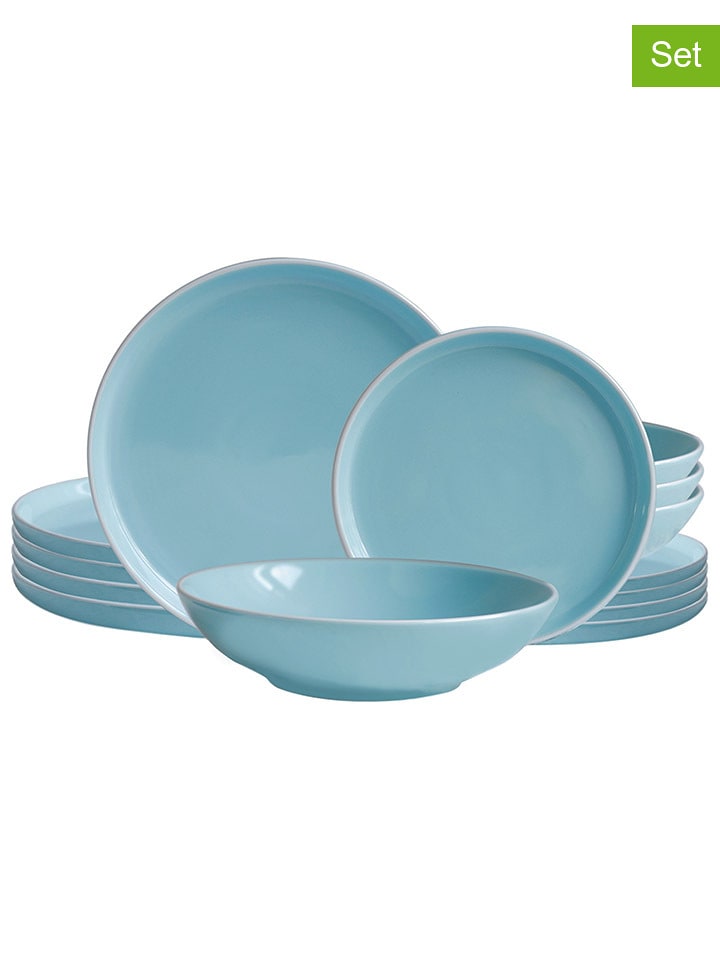 Echtwerk 12-częściowy zestaw talerzy "Nerea" w kolorze błękitnym rozmiar: onesize
