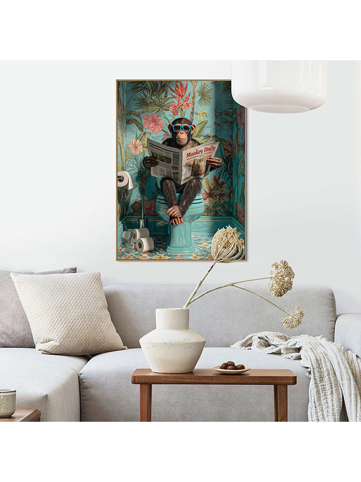 Orangewallz Druk artystyczny "Monkey Break" w ramce rozmiar: 50x70 cm