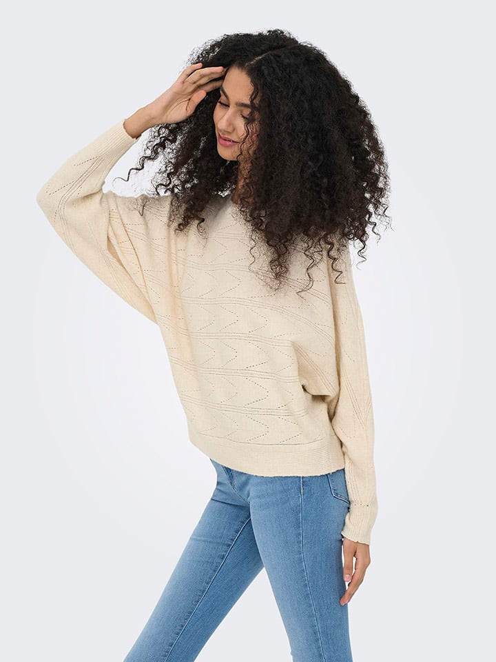 ONLY Sweter w kolorze kremowym rozmiar: XS