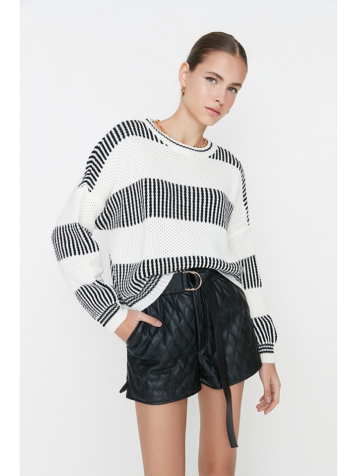 trendyol Sweter w kolorze biało-czarnym rozmiar: S