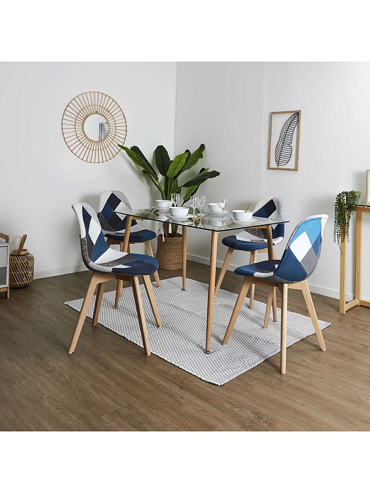 THE HOME DECO FACTORY Krzesło "Patchwork" w kolorze szaro-niebieskim - 57,8 x 86,5 x 47 cm rozmiar: onesize